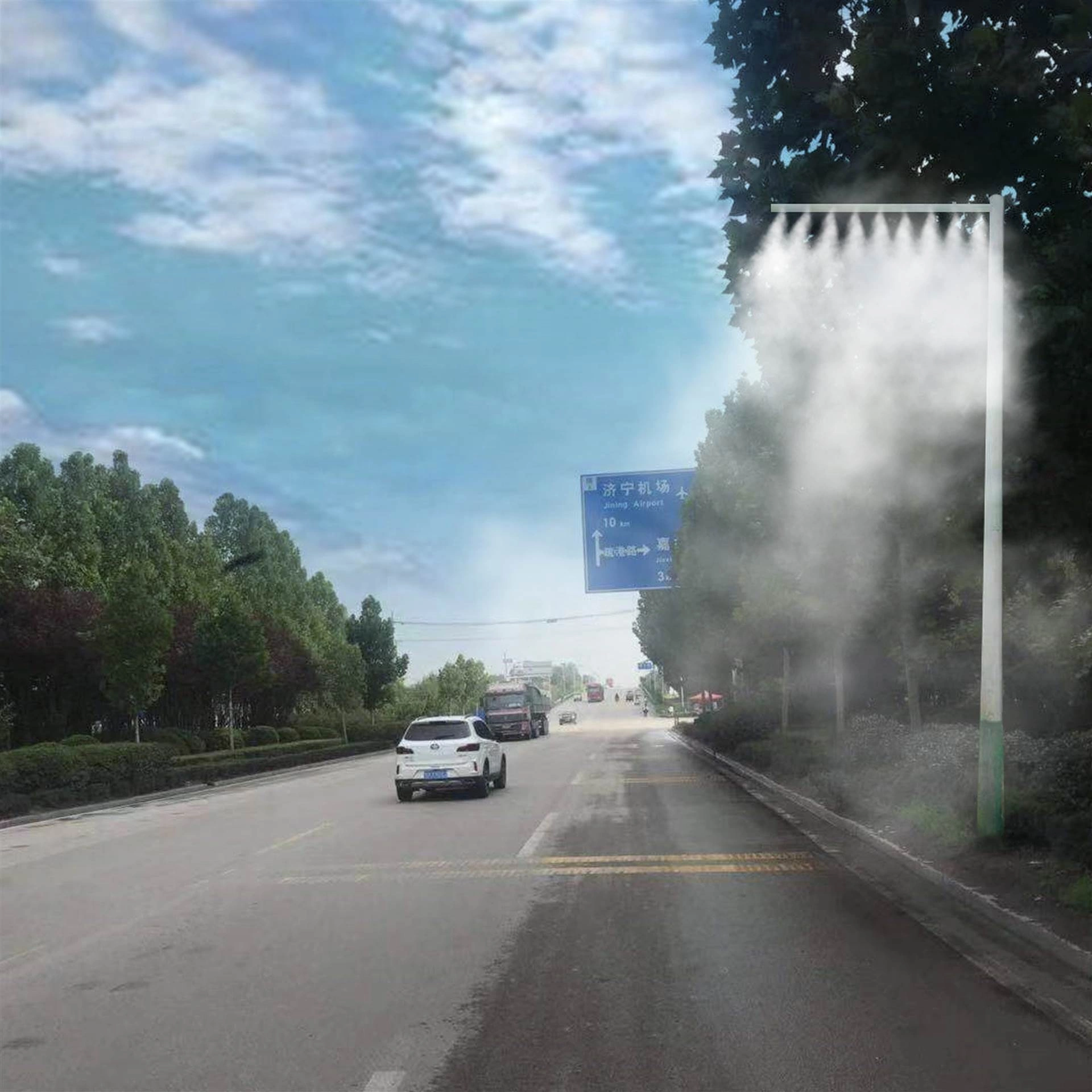 道路扬尘治理路灯杆喷淋系统